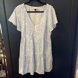 Floral V-Neck Dress- Light Blue